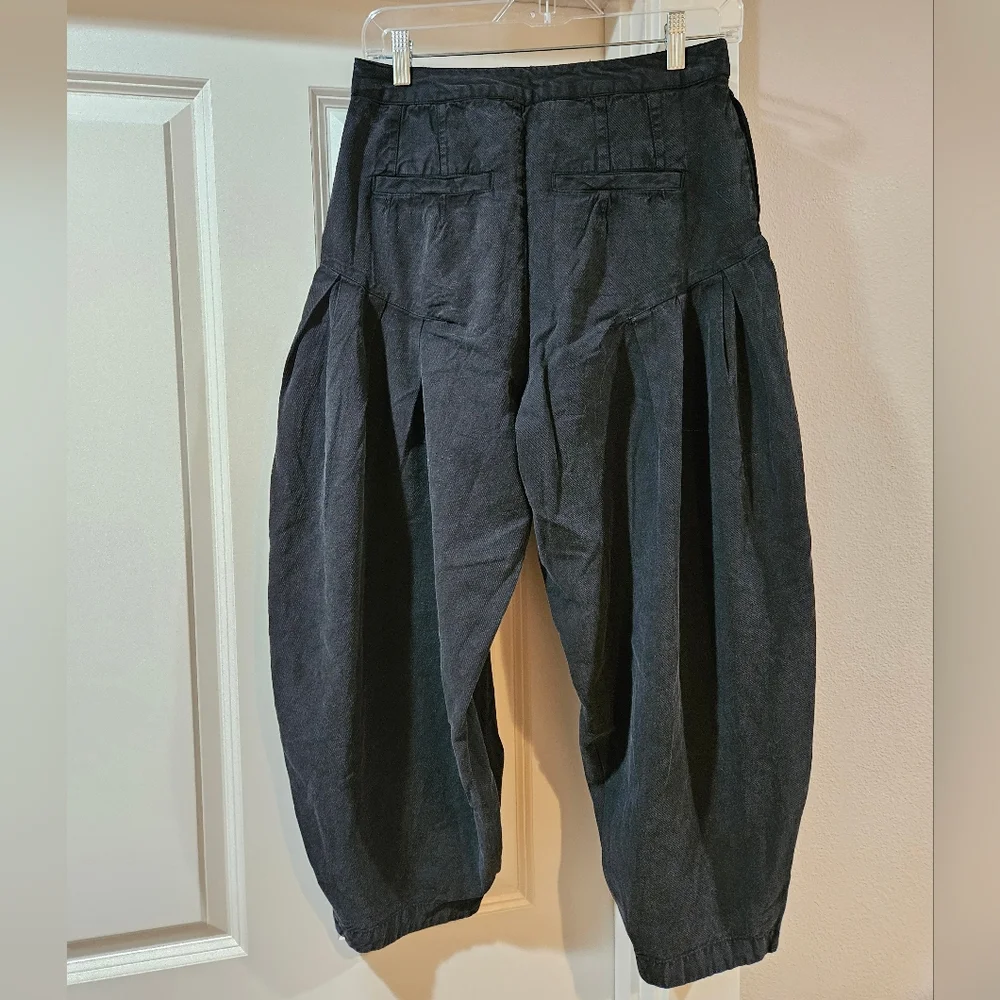 Sarina Pleated Barrel Trousers Cotton Lightweight Drapey Full Black Size 6 NWT - Picture 5 of 16